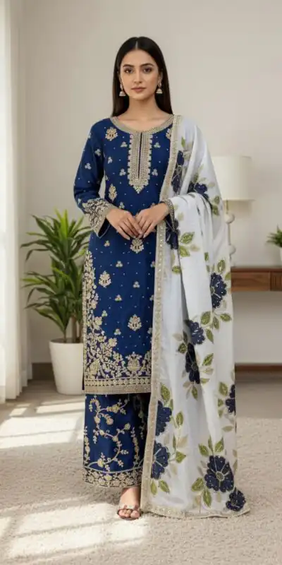 SRK 5315 Navy Blue Organza SILK Salwar Suit Perfect for Wedding, Party, Lohri, Ethnic Day, Eid – . Affordable Price ₹2499. Delivery 4-6 Working Days. | Jump Suits, Tops & Bottoms, Track Suits, Trendy Wear, Casual Suits, Creative suits, Designer Suits, Palazzo Suits, Party Wear Suits, Patiala Suits, Salwar suit, Straight Suits