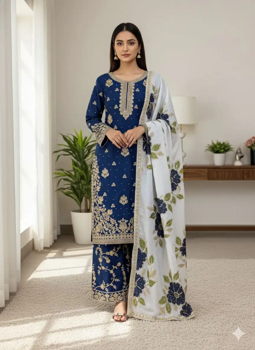 SRK 5315 Navy Blue Organza SILK Salwar Suit Perfect for Wedding, Party, Lohri, Ethnic Day, Eid – . Affordable Price ₹2499. Delivery 4-6 Working Days. | Jump Suits, Tops & Bottoms, Track Suits, Trendy Wear, Casual Suits, Creative suits, Designer Suits, Palazzo Suits, Party Wear Suits, Patiala Suits, Salwar suit, Straight Suits