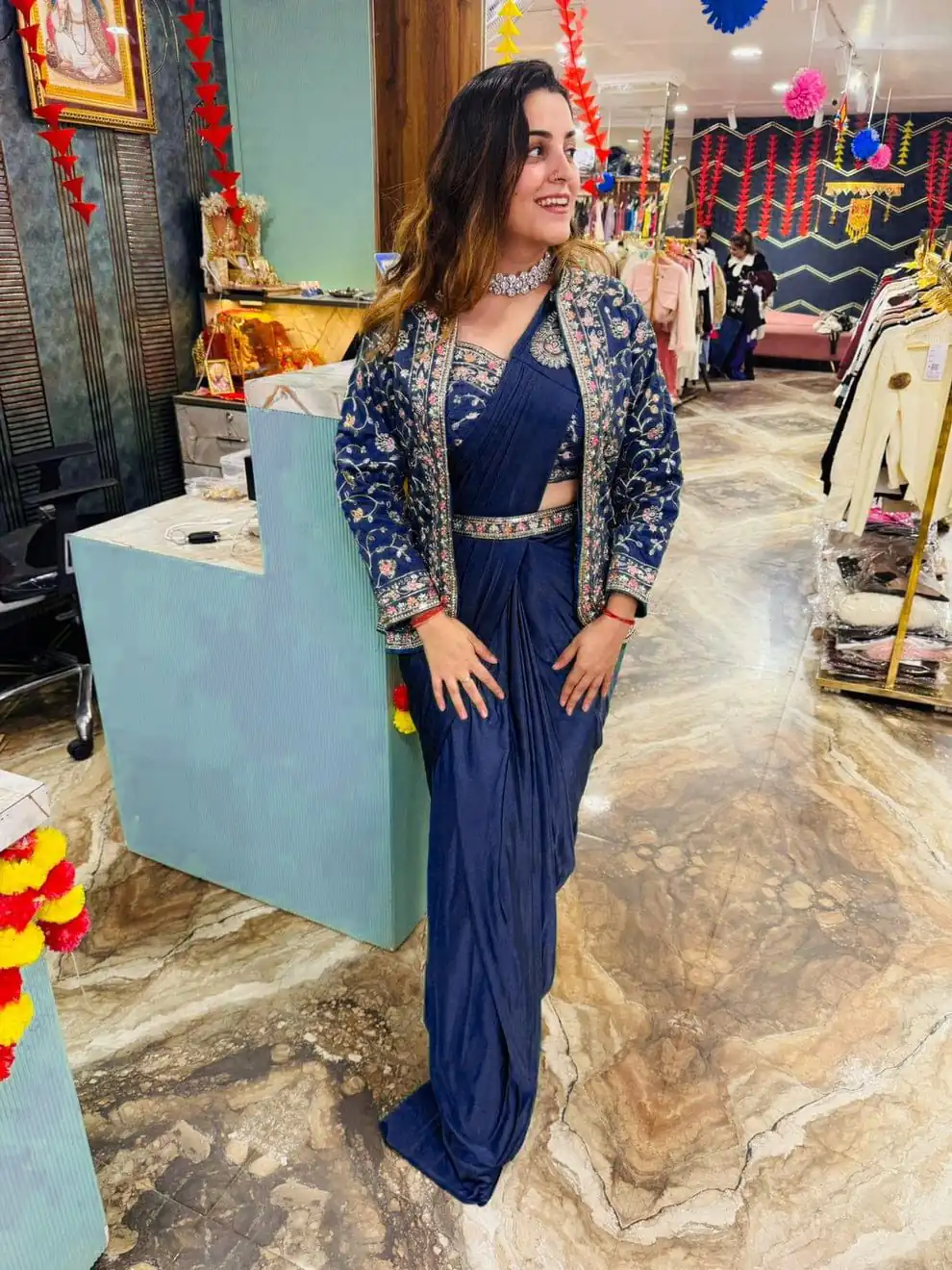 ST 1078 Navy Blue in Color Rangoli Silk Embroidery Work Saree .Wedding, Party, Festive, Events,Best Price ₹2399. Delivery 4-6 Working Days. Shop now. | Bollywood Sarees, Creative Sarees, Designer Sarees, Embroidered Sarees, Ethnic Saree, Modern Digital sarees, Party Wear Sarees, Sarees