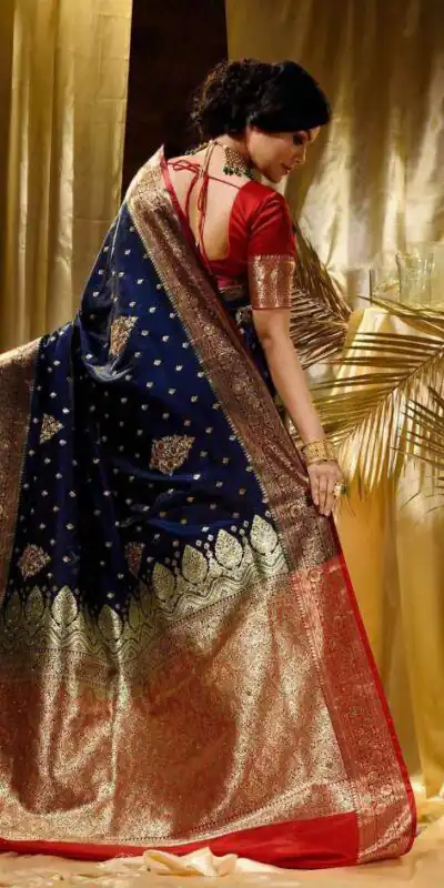 KPR 227 Navy Blue in Color Soft Lichi Silk. Lace Border & Lace Work Saree Grab it for ₹1399. Delivery 4-6 Working Days. Shop now. | Bollywood Sarees, Creative Sarees, Designer Sarees, Embroidered Sarees, Ethnic Saree, Modern Digital sarees, Party Wear Sarees, Sarees