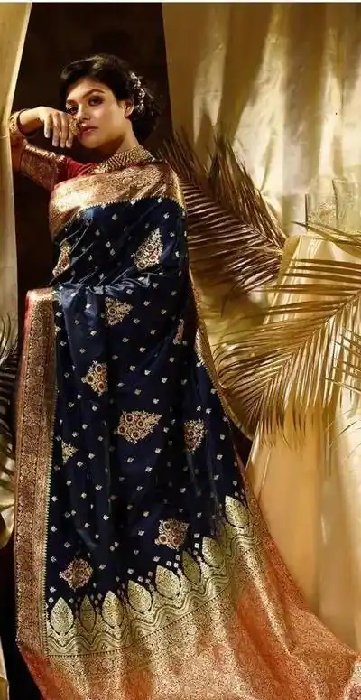 KPR 227 Navy Blue in Color Soft Lichi Silk. Lace Border & Lace Work Saree Grab it for ₹1399. Delivery 4-6 Working Days. Shop now. | Bollywood Sarees, Creative Sarees, Designer Sarees, Embroidered Sarees, Ethnic Saree, Modern Digital sarees, Party Wear Sarees, Sarees