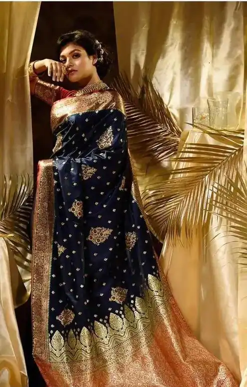 KPR 227 Navy Blue in Color Soft Lichi Silk. Lace Border & Lace Work Saree Grab it for ₹1399. Delivery 4-6 Working Days. Shop now. | Bollywood Sarees, Creative Sarees, Designer Sarees, Embroidered Sarees, Ethnic Saree, Modern Digital sarees, Party Wear Sarees, Sarees