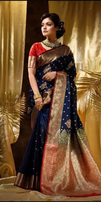 KPR 227 Navy Blue in Color Soft Lichi Silk. Lace Border & Lace Work Saree Grab it for ₹1399. Delivery 4-6 Working Days. Shop now. | Bollywood Sarees, Creative Sarees, Designer Sarees, Embroidered Sarees, Ethnic Saree, Modern Digital sarees, Party Wear Sarees, Sarees
