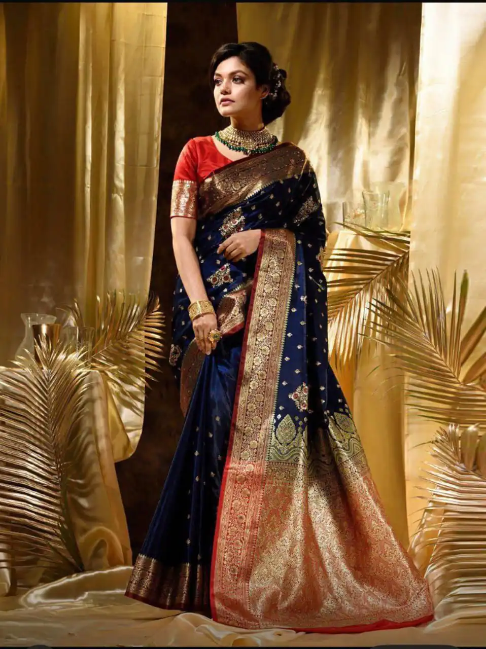 KPR 227 Navy Blue in Color Soft Lichi Silk. Lace Border & Lace Work Saree Grab it for ₹1399. Delivery 4-6 Working Days. Shop now. | Bollywood Sarees, Creative Sarees, Designer Sarees, Embroidered Sarees, Ethnic Saree, Modern Digital sarees, Party Wear Sarees, Sarees