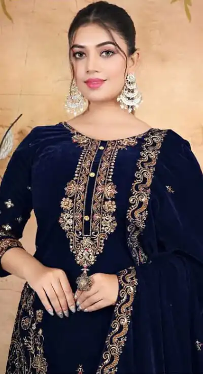 FC 1198 Navy Blue Velvet Salwar Suit with Embroidery Work & Lace Work. Festive Deal ₹2549. Delivery 4-6 Working Days. Shop now. | Jump Suits, Straight Suits, Tops & Bottoms, Track Suits, Trendy Wear, Casual Suits, Creative suits, Designer Suits, Palazzo Suits, Party Wear Suits, Patiala Suits, Salwar suit