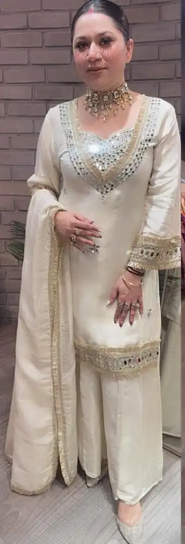 LG 2015 Off White Cosmos Salwar Suit Perfect for Wedding, Party, Karwa Chauth, Eid, Holi – . Exclusive Offer ₹2099. Delivery 4-6 Working Days. Shop now. | Jump Suits, Straight Suits, Casual Suits, Creative suits, Designer Suits, Palazzo Suits, Party Wear Suits, Patiala Suits, Salwar suit