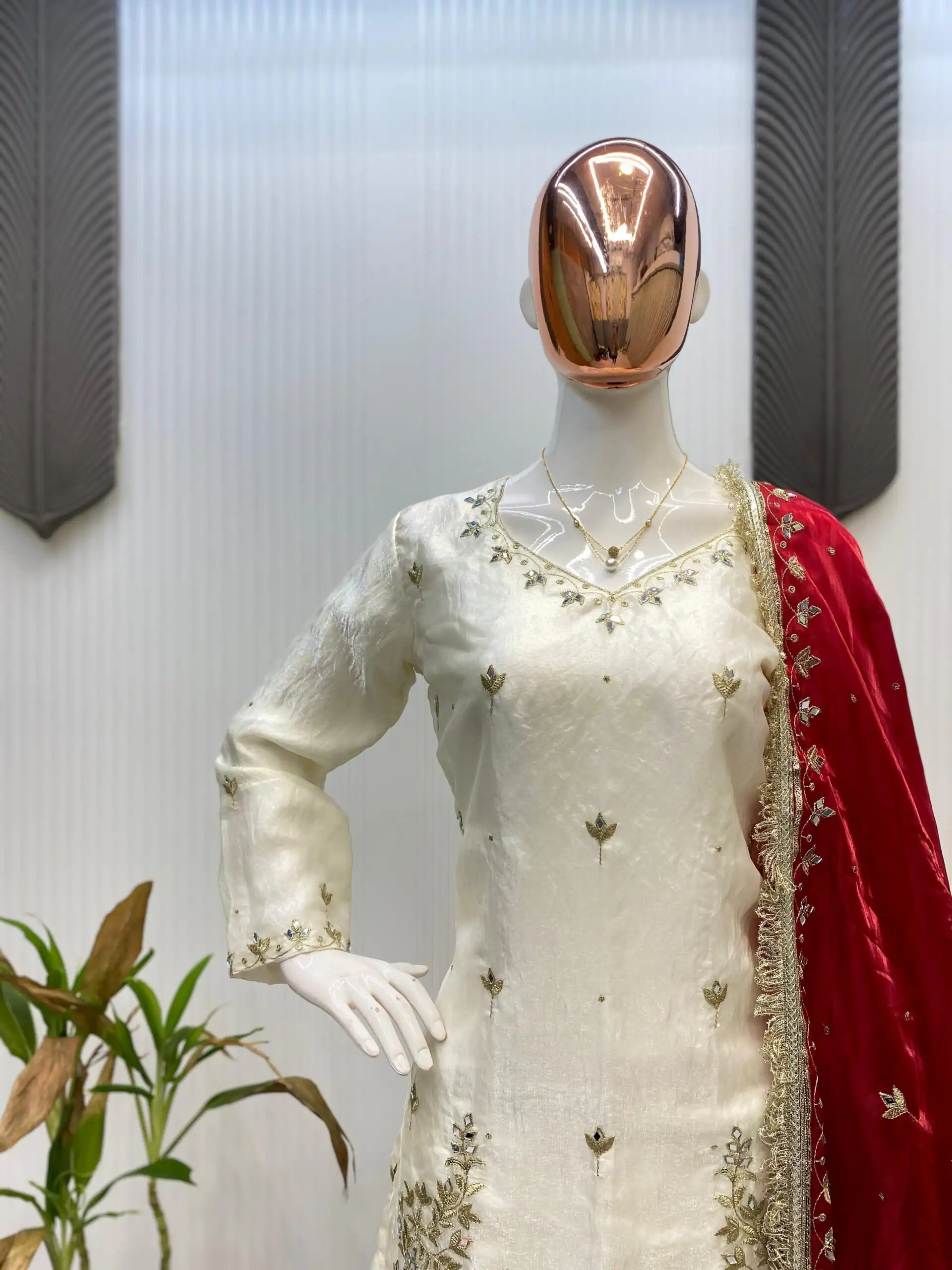 LG 1985 Off White Fandy Salwar Suit with Mirror Work & Embroidery Work. Introductory Price ₹2599. Delivery 4-6 Working Days. Shop now. | Jump Suits, Straight Suits, Tops & Bottoms, Track Suits, Trendy Wear, Casual Suits, Creative suits, Designer Suits, Palazzo Suits, Party Wear Suits, Patiala Suits, Salwar suit