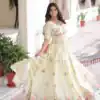 Off White Gold Crush Zari Embroidery Work Lehenga Choli