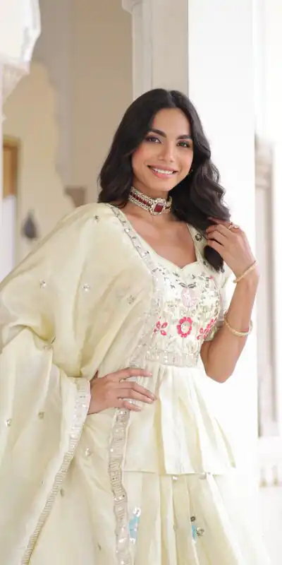 KA 5060 Off White Gold Crush Lehenga Choli Perfect for Wedding, Party, Bridal Wear, Makar Sankranti, Raksha Bandhan – . Exclusive Offer ₹2649. Del | Bollywood Lehenga, Creative Lehenga, Designer Lehenga, Embroidered Lehenga, Lehenga, Party Wear Lehenga