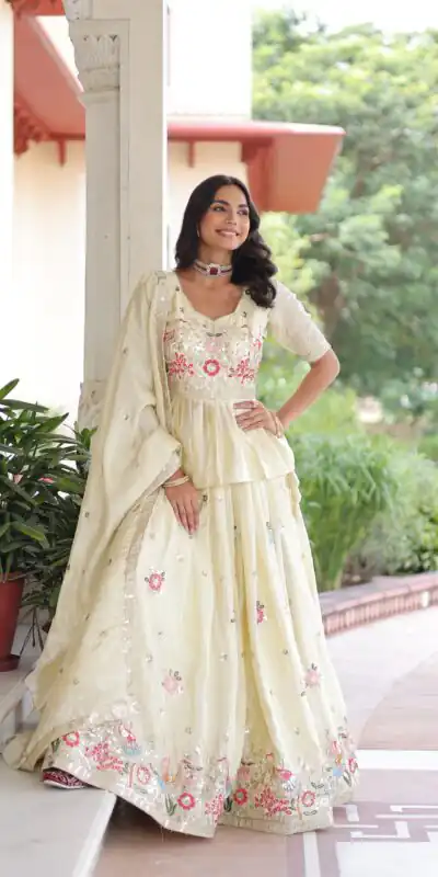 KA 5060 Off White Gold Crush Lehenga Choli Perfect for Wedding, Party, Bridal Wear, Makar Sankranti, Raksha Bandhan – . Exclusive Offer ₹2649. Del | Bollywood Lehenga, Creative Lehenga, Designer Lehenga, Embroidered Lehenga, Lehenga, Party Wear Lehenga