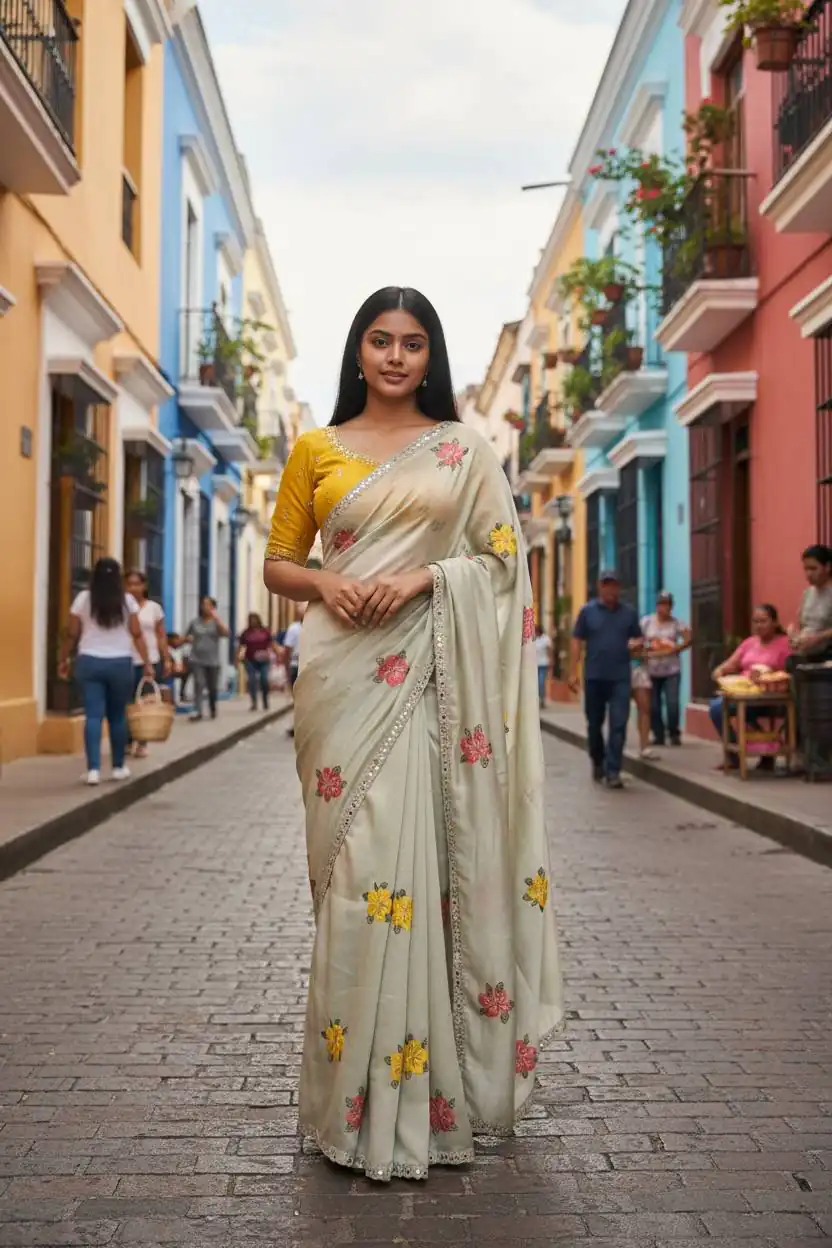 BT 1305 Off White Viscose Rangoli Saree Perfect for Wedding, Party, Family Gatherings, Temple Visit, Diwali – . Get it for ₹1849. Delivery 4-6 Wor | Bollywood Sarees, Creative Sarees, Designer Sarees, Embroidered Sarees, Ethnic Saree, Modern Digital sarees, Party Wear Sarees, Sarees