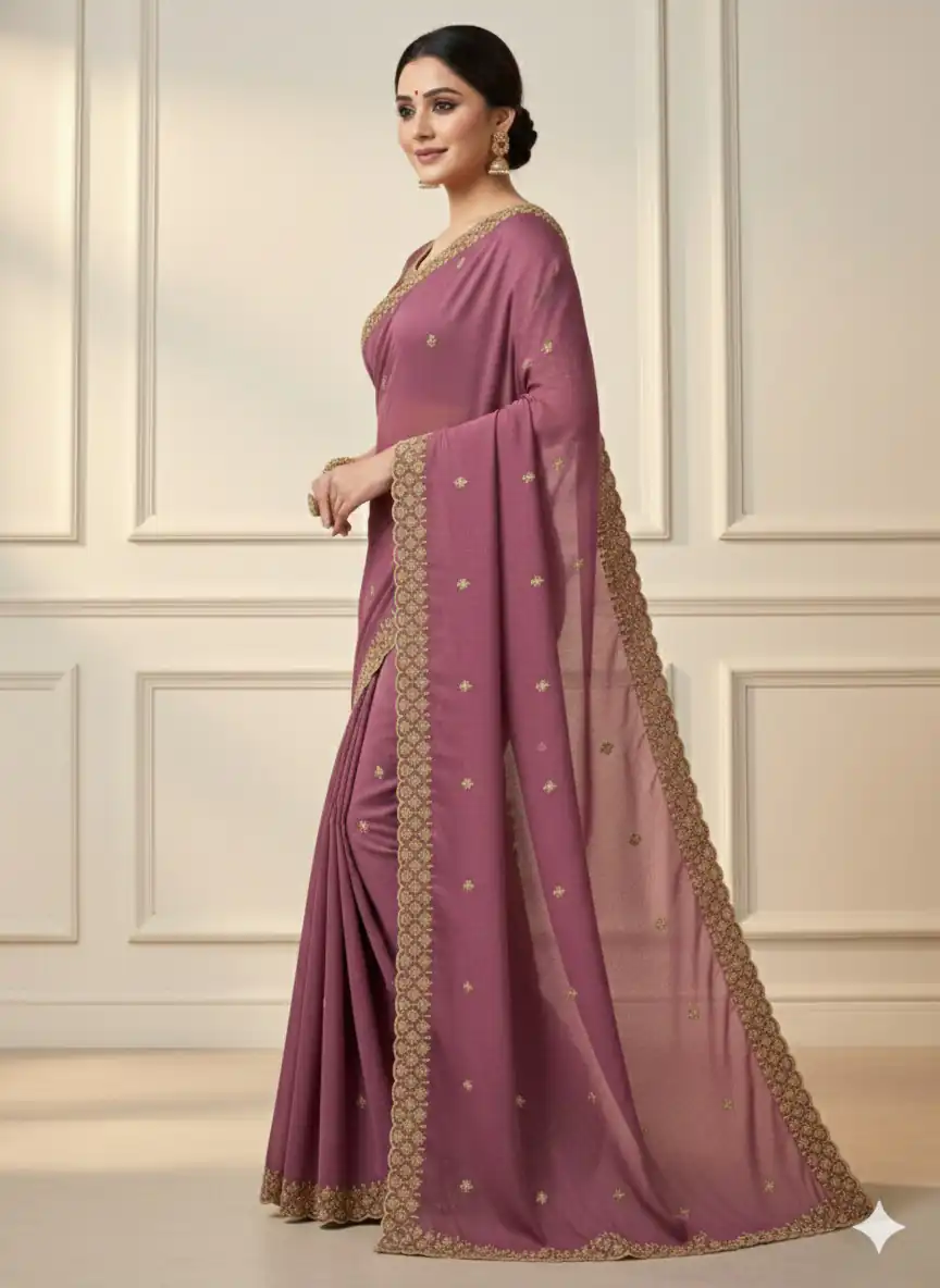 JR 659 Onion in Color Star Georgette Embroidery Work Saree . Available at ₹1799 only. Delivery 4-6 Working Days. Shop now. | Bollywood Sarees, Creative Sarees, Designer Sarees, Embroidered Sarees, Ethnic Saree, Modern Digital sarees, Party Wear Sarees, Sarees