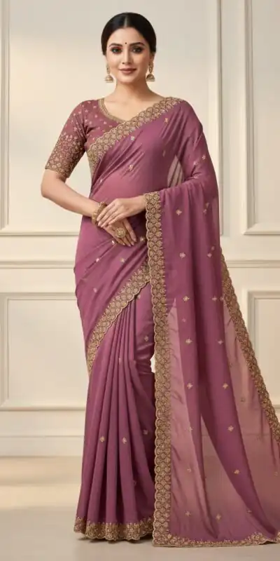 JR 659 Onion in Color Star Georgette Embroidery Work Saree . Available at ₹1799 only. Delivery 4-6 Working Days. Shop now. | Bollywood Sarees, Creative Sarees, Designer Sarees, Embroidered Sarees, Ethnic Saree, Modern Digital sarees, Party Wear Sarees, Sarees