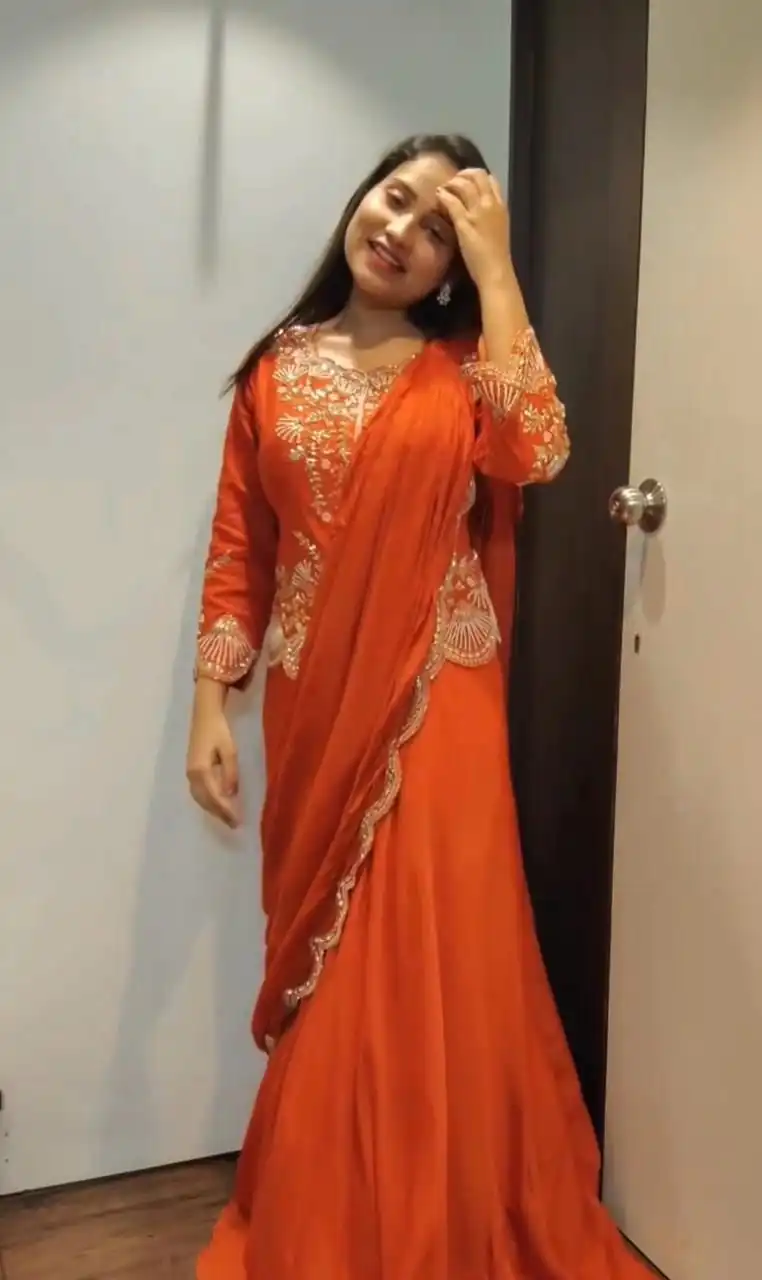 BE 407 Orange in ChinonMirror Work & Embroidery Work Lehenga Choli . Affordable Price ₹1999. Delivery 4-6 Working Days. Shop now. | Bollywood Lehenga, Creative Lehenga, Designer Lehenga, Embroidered Lehenga, Lehenga, Party Wear Lehenga