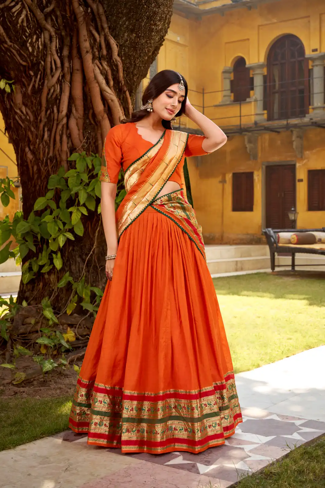 LNB 1903 Orange Pure Chanderi (Naylon) Lehenga Choli Perfect for Wedding, Party, Bridal Wear, Temple Visit, Traditional Day – . Get it for ₹2499. Delivery | Bollywood Lehenga, Creative Lehenga, Designer Lehenga, Embroidered Lehenga, Lehenga, Party Wear Lehenga