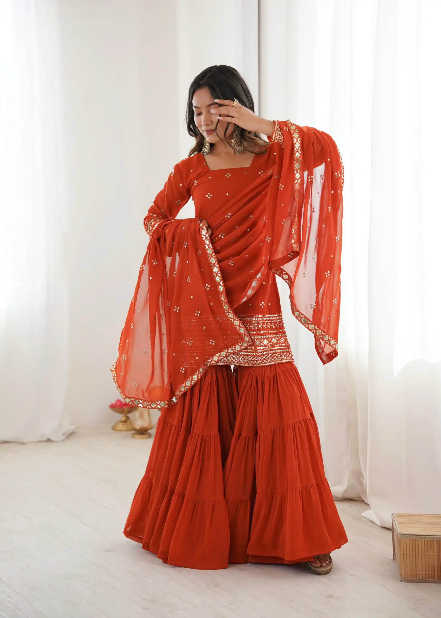 SRK 5317 Orange Georgette Salwar Suit with Embroidery Work. Wedding, Party, Festive Best Price ₹2399. Delivery 4-6 Working Days. Shop now. | Jump Suits, Straight Suits, Tops & Bottoms, Track Suits, Trendy Wear, Casual Suits, Creative suits, Designer Suits, Palazzo Suits, Party Wear Suits, Patiala Suits, Salwar suit