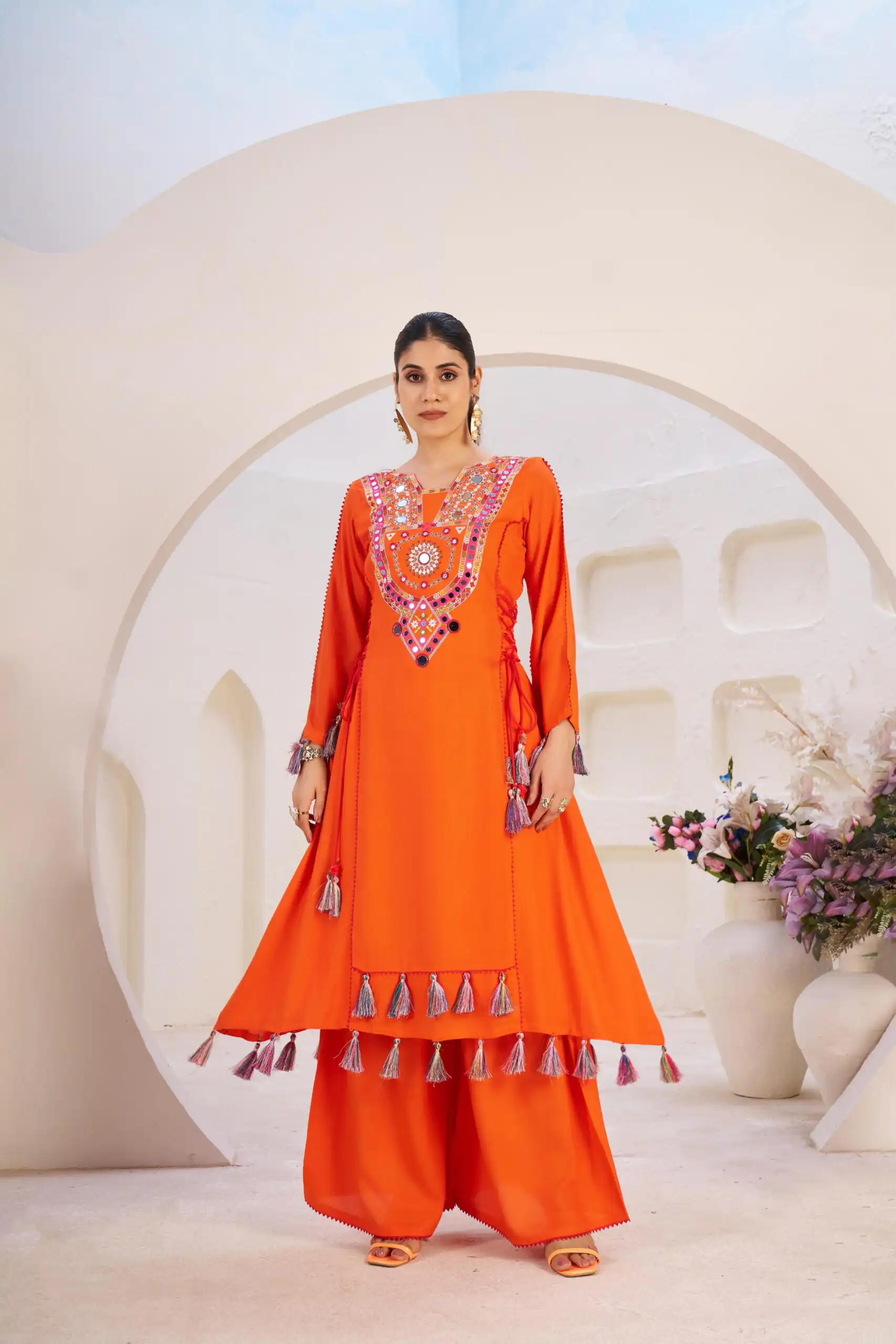 KD 1516 Orange Rayon Thread With Real Mirror Work Salwar Suit. Wedding, Party, Festive, Events, Best Price ₹1999. Delivery 4-6 Working Days. Shop now. | Jump Suits, Tops & Bottoms, Track Suits, Trendy Wear, Casual Suits, Creative suits, Designer Suits, Palazzo Suits, Party Wear Suits, Patiala Suits, Salwar suit, Straight Suits