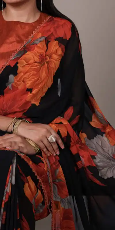 YNF 7032 Orange in Weightless Marbal Lace Work & Lace Border Saree . Grab it for ₹1549. Delivery 4-6 Working Days. Shop now. | Bollywood Sarees, Creative Sarees, Designer Sarees, Embroidered Sarees, Ethnic Saree, Modern Digital sarees, Party Wear Sarees, Sarees