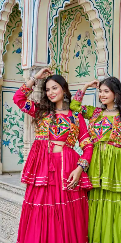 Ram 120 Parrot Green in Pure Cotton Mirror Work & Gamthi Work Lehenga Choli . Exclusive Offer ₹3049. Delivery 4-6 Working Days. Shop now. | Bollywood Lehenga, Creative Lehenga, Designer Lehenga, Embroidered Lehenga, Lehenga, Party Wear Lehenga