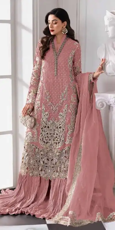 FC 1192 Peach Color Georgette Salwar Suit with Embroidery Work. Introductory Price ₹2499. Delivery 4-6 Working Days. Shop now. | Jump Suits, Straight Suits, Tops & Bottoms, Track Suits, Trendy Wear, Casual Suits, Creative suits, Designer Suits, Palazzo Suits, Party Wear Suits, Patiala Suits, Salwar suit