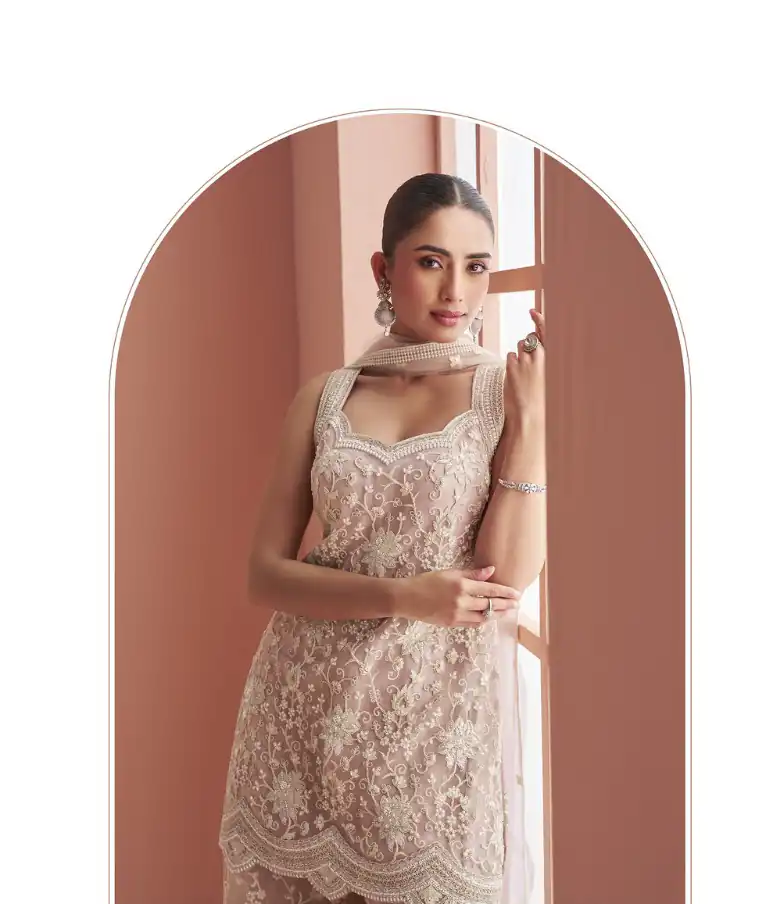 FC 10088 Peach in Color Heavy Net Embroidery Work Salwar Suit . Introductory Price ₹3599. Delivery 4-6 Working Days. Shop now. | Jump Suits, Straight Suits, Tops & Bottoms, Track Suits, Trendy Wear, Casual Suits, Creative suits, Designer Suits, Palazzo Suits, Party Wear Suits, Patiala Suits, Salwar suit