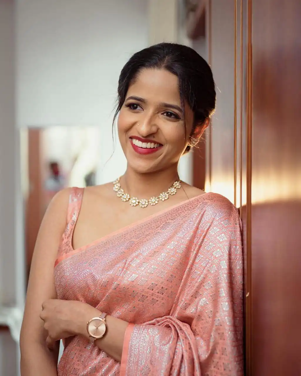 KP 4050 Peach Color Soft Lichi Silk Rich Pallu On All Over Saree Work. Grab it for ₹1399. Delivery 4-6 Working Days. Shop now. | Bollywood Sarees, Creative Sarees, Designer Sarees, Embroidered Sarees, Ethnic Saree, Modern Digital sarees, Party Wear Sarees, Sarees