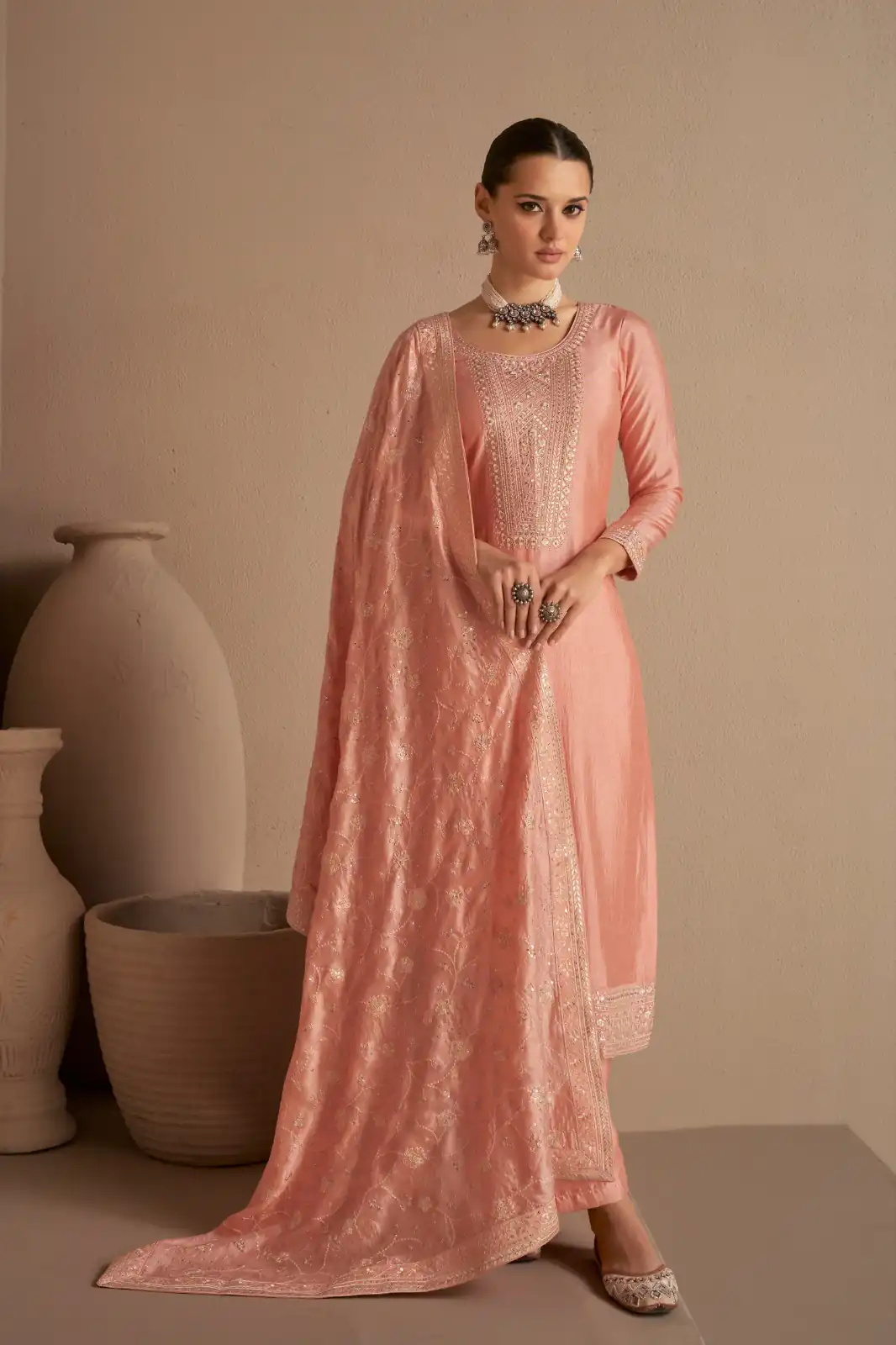 FC 9522 Peach Vichitra Salwar Suitwith Embroidery Work & Stone Work. Exclusive Offer ₹2499. Delivery 4-6 Working Days. Shop now. | Designer Suits, Jump Suits, Tops & Bottoms, Track Suits, Trendy Wear, Casual Suits, Creative suits, Palazzo Suits, Party Wear Suits, Patiala Suits, Salwar suit, Straight Suits
