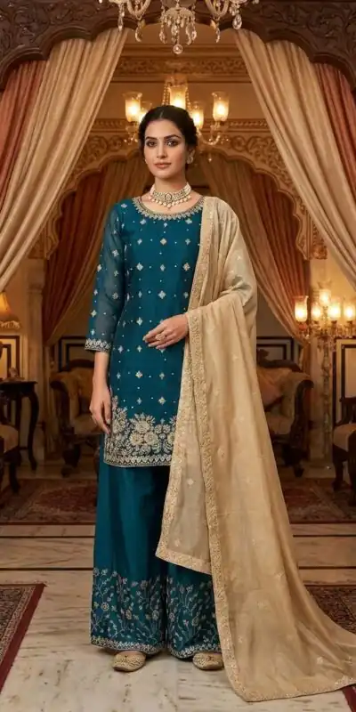 KD 1549 Peacock Blue Sequence Work Organza Silk Salwar Suit with Designer Work. Affordable Price ₹2149. Delivery 4-6 Working Days. Shop now. | Jump Suits, Straight Suits, Tops & Bottoms, Track Suits, Trendy Wear, Casual Suits, Creative suits, Designer Suits, Palazzo Suits, Party Wear Suits, Patiala Suits, Salwar suit