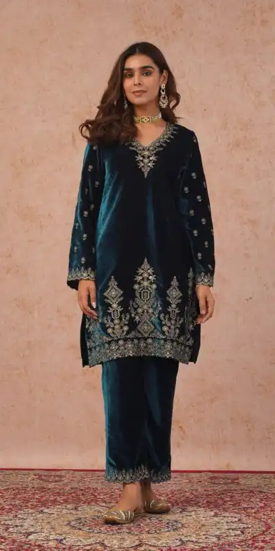 KD 1547 Peacock Blue Viscose Velvet Salwar Suit with Designer Work. Special Price ₹2099. Delivery 4-6 Working Days. Shop now. | Jump Suits, Tops & Bottoms, Track Suits, Trendy Wear, Casual Suits, Creative suits, Designer Suits, Palazzo Suits, Party Wear Suits, Patiala Suits, Salwar suit, Straight Suits