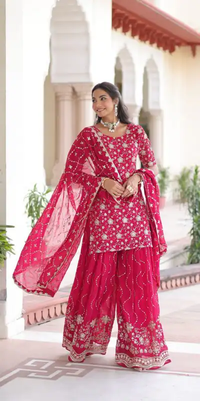 KA 1210 Pink in Georgette. Embroidery Work & Sequins Work Salwar Suit Grab it for ₹2599. Delivery 4-6 Working Days. Shop now. | Jump Suits, Straight Suits, Tops & Bottoms, Track Suits, Trendy Wear, Casual Suits, Creative suits, Designer Suits, Palazzo Suits, Party Wear Suits, Patiala Suits, Salwar suit