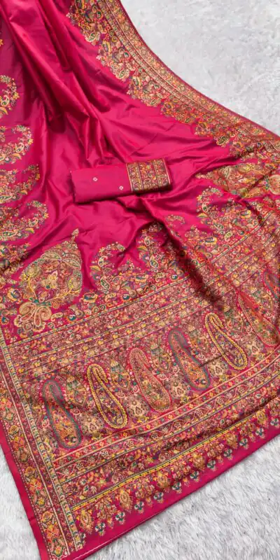 MB 46 Pink Color Pashmina Silk Woven Motifs Saree . Wedding, Party, Festive, Available at ₹2399 only. Delivery 4-6 Working Days. Shop now. | Bollywood Sarees, Creative Sarees, Designer Sarees, Embroidered Sarees, Ethnic Saree, Modern Digital sarees, Party Wear Sarees, Sarees