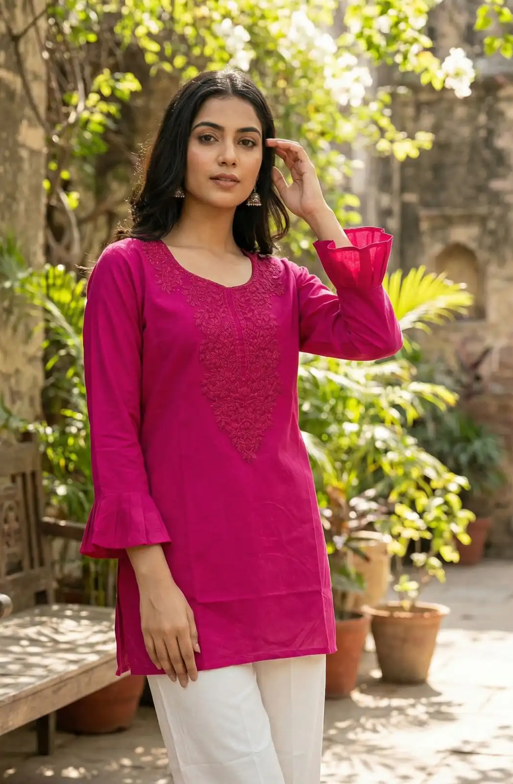 INLI Charmi vol 2 Pink in Rayon Chikan Work Designer Work Kurti . Affordable Price ₹1349. Delivery 4-6 Working Days. Shop now. | Bollywood Kurti, Creative Kurtis, Designer Kurti, Kurti, Party Wear Kurti, Selfie Kurti