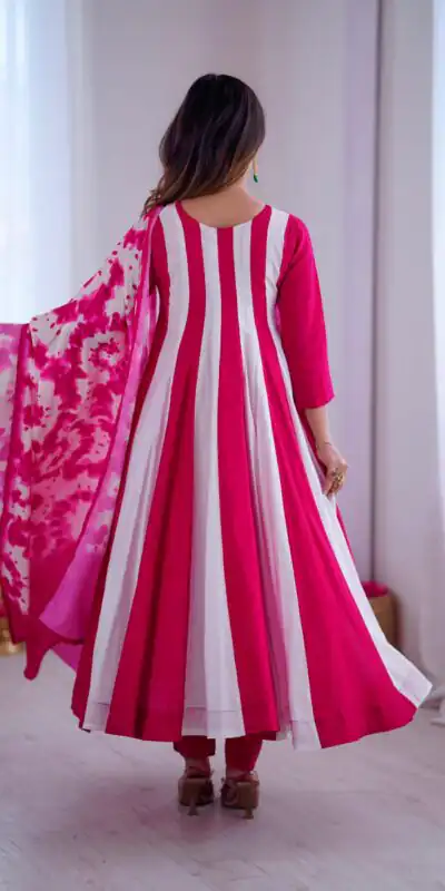 ZF 5014 Pink Roman Silk Gown with Embroidery Work & Digital Print . Exclusive Offer ₹2149. Delivery 4-6 Working Days. Shop now. | Bollywood Gowns, Creative Gowns, Designer Gowns, Embroidered Gowns, Gowns, Party Wear Gowns