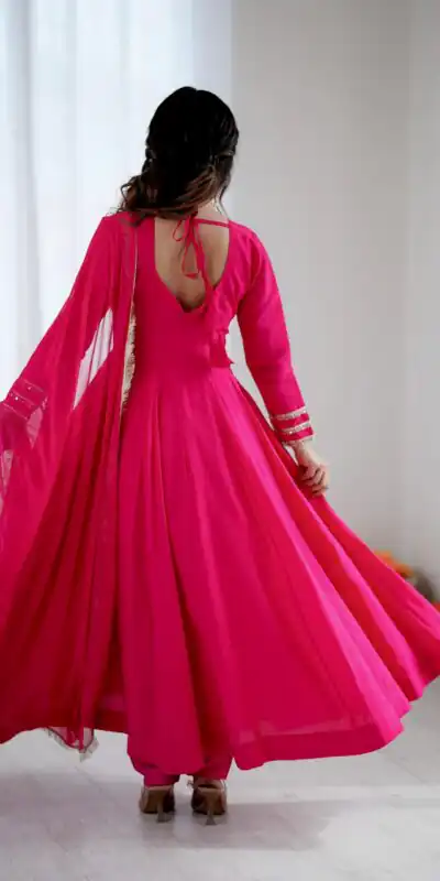 ZSR 3149 Pink Roman silk Gown Perfect for Wedding, Party, Sangeet, Haldi, Lohri – . Introductory Price ₹2099. Delivery 4-6 Working Days. Shop now. | Bollywood Gowns, Creative Gowns, Designer Gowns, Embroidered Gowns, Gowns, Party Wear Gowns