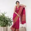 Pink Soft Lichi Silk All Over Saree