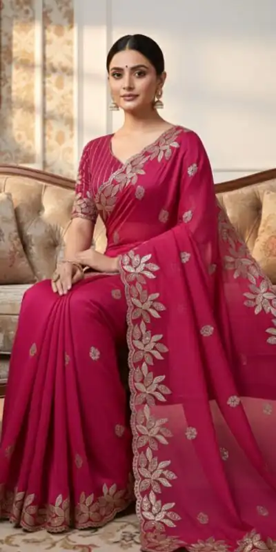 JR 656 Pink Soft Organza Silk Saree Perfect for Wedding, Party, Durga Puja, Baisakhi, Temple Visit – . Affordable Price ₹1799. Delivery 4-6 Working D | Bollywood Sarees, Creative Sarees, Designer Sarees, Embroidered Sarees, Ethnic Saree, Modern Digital sarees, Party Wear Sarees, Sarees