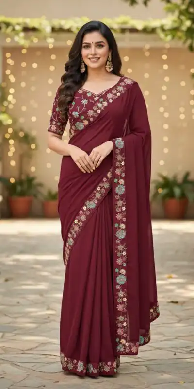 JR 658 Pink in Color Star Georgette ace Work & Embroidery Work Saree . Now at just ₹1699. Delivery 4-6 Working Days. Shop now. | Bollywood Sarees, Creative Sarees, Designer Sarees, Embroidered Sarees, Ethnic Saree, Modern Digital sarees, Party Wear Sarees, Sarees