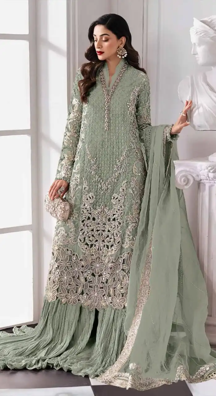 FC 1192 Pista Color Georgette Salwar Suit with Embroidery Work. Introductory Price ₹2499. Delivery 4-6 Working Days. Shop now. | Jump Suits, Straight Suits, Tops & Bottoms, Track Suits, Trendy Wear, Casual Suits, Creative suits, Designer Suits, Palazzo Suits, Party Wear Suits, Patiala Suits, Salwar suit