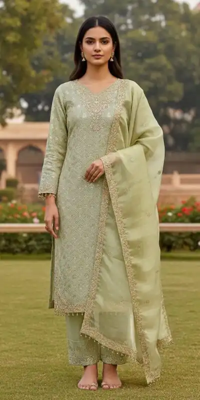 ZSR 3158 Pista in Organza Silk Lace Work & Embroidery Work Salwar Suit . Get it for ₹2399. Delivery 4-6 Working Days. Shop now. | Jump Suits, Straight Suits, Tops & Bottoms, Track Suits, Trendy Wear, Casual Suits, Creative suits, Designer Suits, Palazzo Suits, Party Wear Suits, Patiala Suits, Salwar suit