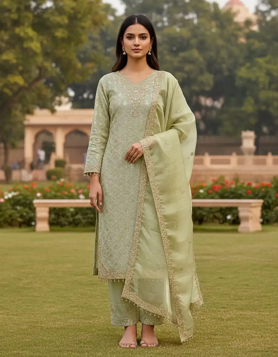 ZSR 3158 Pista in Organza Silk Lace Work & Embroidery Work Salwar Suit . Get it for ₹2399. Delivery 4-6 Working Days. Shop now. | Jump Suits, Straight Suits, Tops & Bottoms, Track Suits, Trendy Wear, Casual Suits, Creative suits, Designer Suits, Palazzo Suits, Party Wear Suits, Patiala Suits, Salwar suit