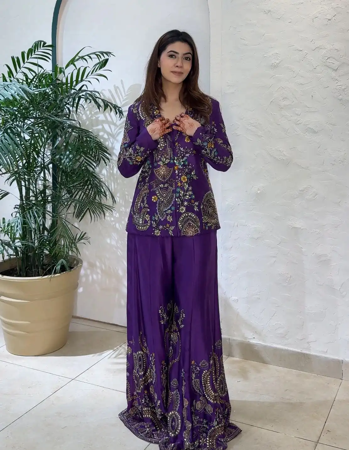 BE 436 Purple Chinon Salwar Suit with Embroidery Work. Wedding, Party, Festive, Now at just ₹2399. Delivery 4-6 Working Days. Shop now. | Jump Suits, Straight Suits, Tops & Bottoms, Track Suits, Trendy Wear, Casual Suits, Creative suits, Designer Suits, Palazzo Suits, Party Wear Suits, Patiala Suits, Salwar suit