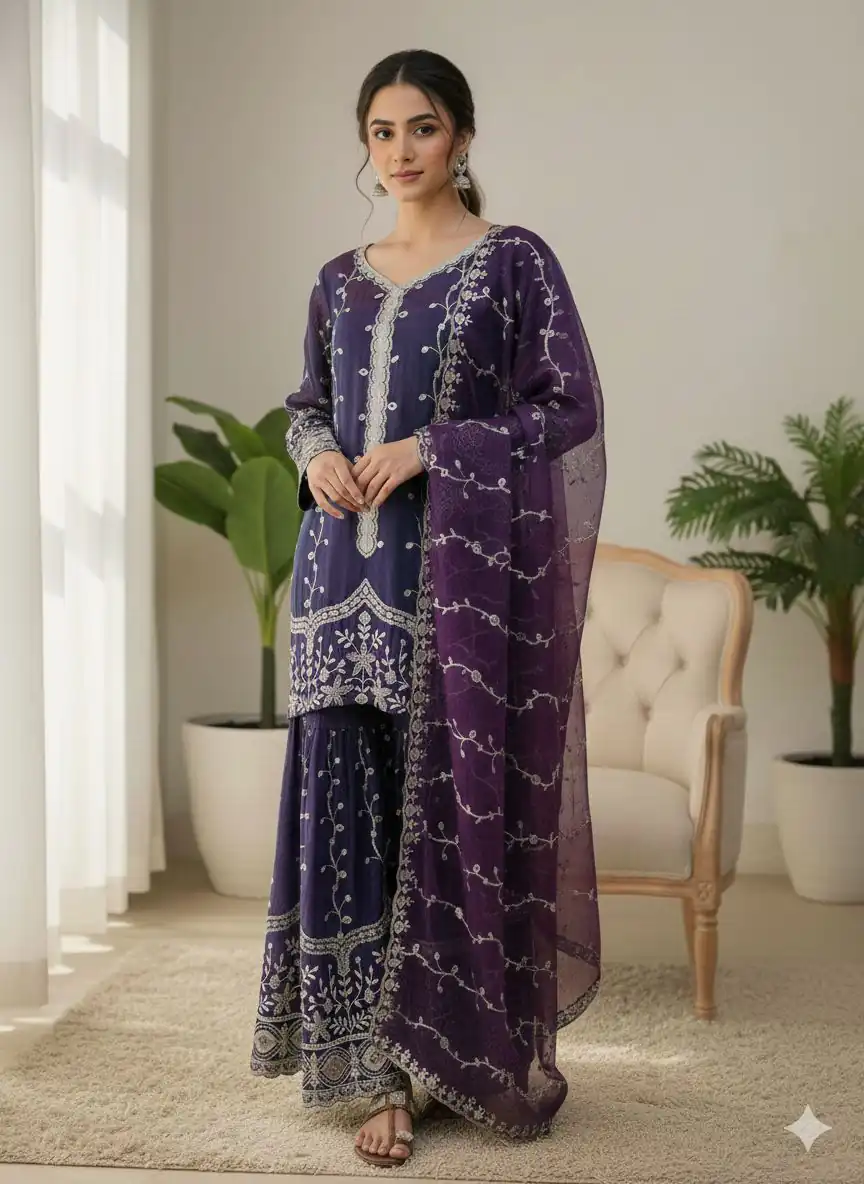SSR 533 Purple Color Fendy Silk Salwar Suit with Embroidery Work. Affordable Price ₹2149. Delivery 4-6 Working Days. Shop now. | Jump Suits, Straight Suits, Casual Suits, Creative suits, Designer Suits, Palazzo Suits, Party Wear Suits, Patiala Suits, Salwar suit