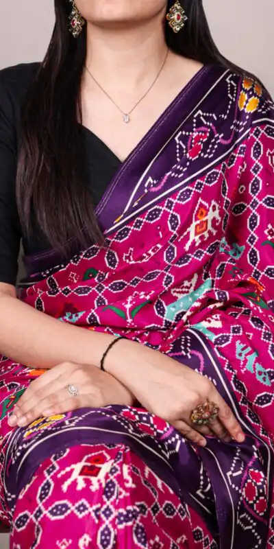 YNF 7801 Purple Gaji Silk Saree with Patola Print. Wedding, Party, Festive, Events, Best Price ₹2999. Delivery 4-6 Working Days. Shop now. | Bollywood Sarees, Creative Sarees, Designer Sarees, Embroidered Sarees, Ethnic Saree, Modern Digital sarees, Party Wear Sarees, Sarees