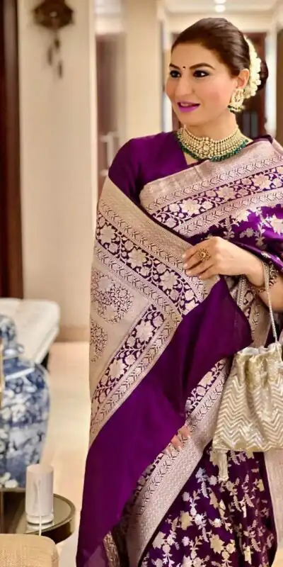 KP 6077 Purple in Soft Lichi Silk Designer Work Saree . Wedding, Party, Festive, Events Special Price ₹1399. Delivery 4-6 Working Days. Shop now. | Bollywood Sarees, Creative Sarees, Designer Sarees, Embroidered Sarees, Ethnic Saree, Modern Digital sarees, Party Wear Sarees, Sarees