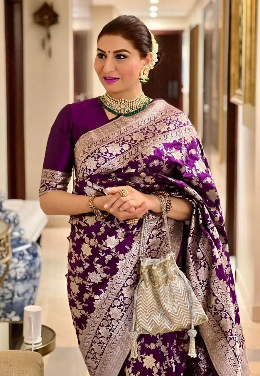 KP 6077 Purple in Soft Lichi Silk Designer Work Saree . Wedding, Party, Festive, Events Special Price ₹1399. Delivery 4-6 Working Days. Shop now. | Bollywood Sarees, Creative Sarees, Designer Sarees, Embroidered Sarees, Ethnic Saree, Modern Digital sarees, Party Wear Sarees, Sarees