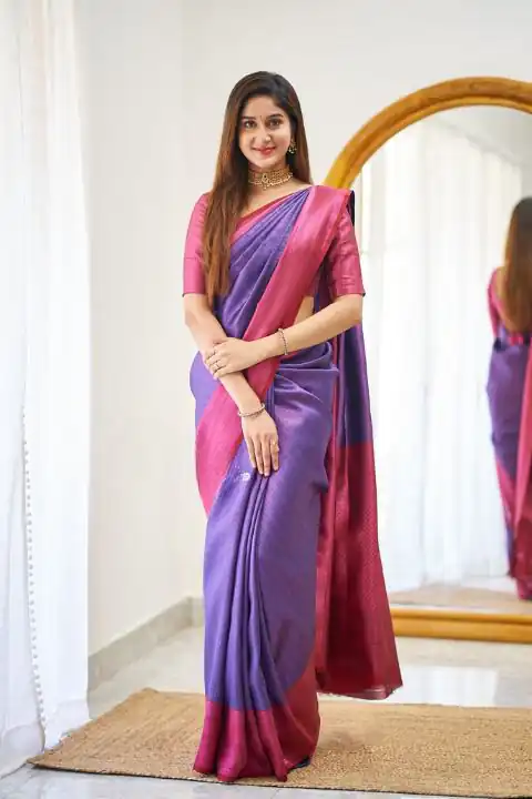 KPR 177 Purple in Soft Lichi Silk Jacquard Work Designer Work Saree . Now at just ₹1449. Delivery 4-6 Working Days. Shop now. | Bollywood Sarees, Creative Sarees, Designer Sarees, Embroidered Sarees, Ethnic Saree, Modern Digital sarees, Party Wear Sarees, Sarees