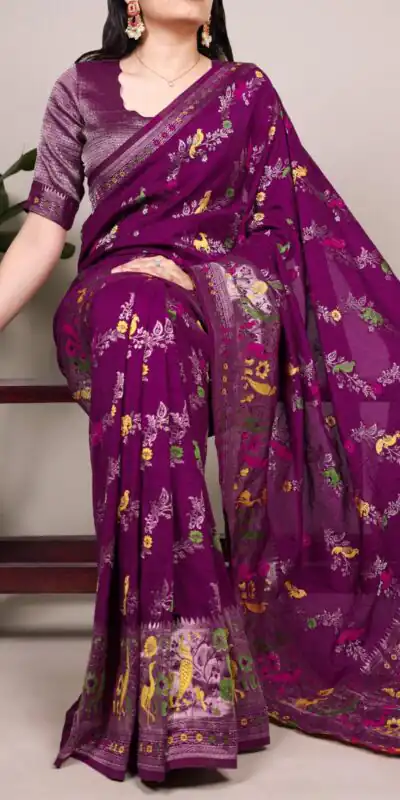 YNF 7907 Purple Nylon Weaving Work Saree Perfect for Wedding, Party, Baby Shower, Holi, Ethnic Day – . Available at ₹2149 only. Delivery 4-6 Working Da | Bollywood Sarees, Creative Sarees, Designer Sarees, Embroidered Sarees, Ethnic Saree, Modern Digital sarees, Party Wear Sarees, Sarees