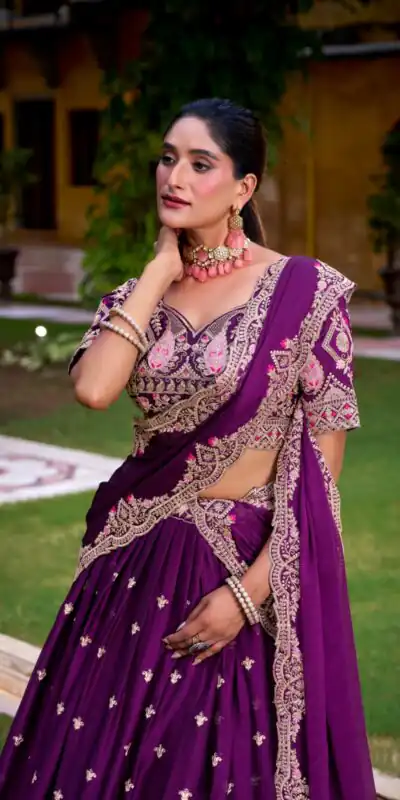 LNB 1456 Purple Color Rangoli Crush Sequins Thread Lehenga Choli . Exclusive Offer ₹3999. Delivery 4-6 Working Days. Shop now. | Bollywood Lehenga, Creative Lehenga, Designer Lehenga, Embroidered Lehenga, Lehenga, Party Wear Lehenga