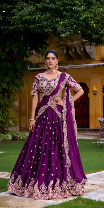 LNB 1456 Purple Color Rangoli Crush Sequins Thread Lehenga Choli . Exclusive Offer ₹3999. Delivery 4-6 Working Days. Shop now. | Bollywood Lehenga, Creative Lehenga, Designer Lehenga, Embroidered Lehenga, Lehenga, Party Wear Lehenga