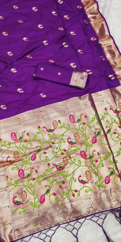 MB 389 Purple Soft Paithani Silk Saree with Lace Work & Zari Work. Affordable Price ₹2049. Delivery 4-6 Working Days. Shop now. | Bollywood Sarees, Creative Sarees, Designer Sarees, Embroidered Sarees, Ethnic Saree, Modern Digital sarees, Party Wear Sarees, Sarees